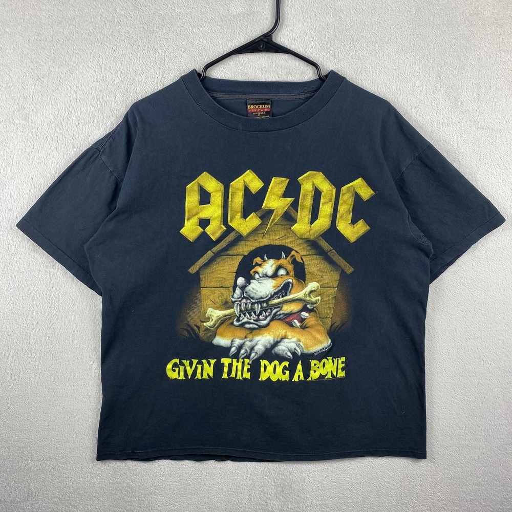 Vintage ACDC Givin The Dog A Bone T-Shirt Mens XL Black USA Made Single Stitch